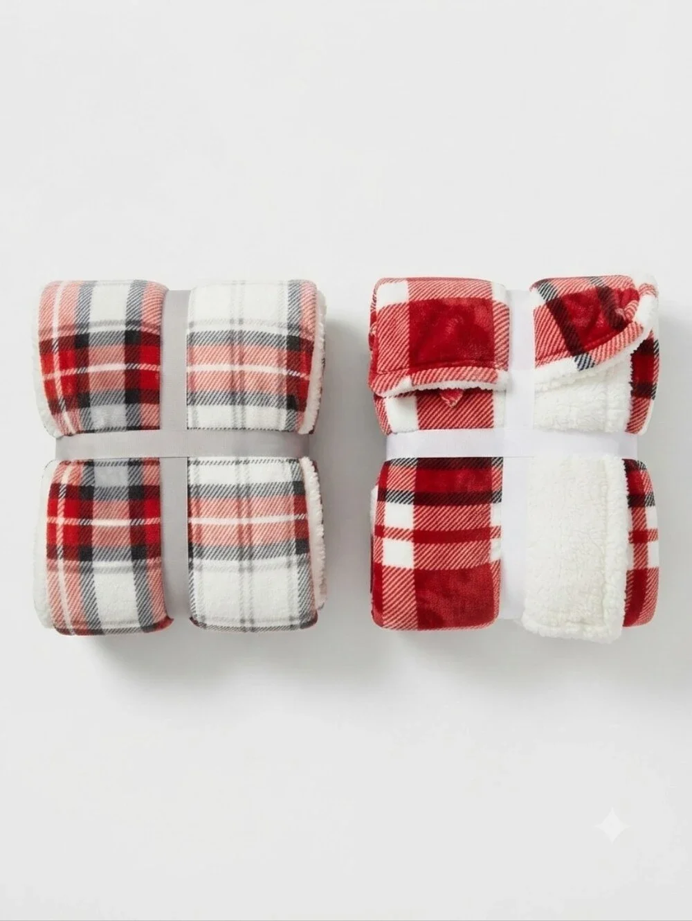 NWT Comfort Bay Cozy Cuddler & Microlight Berber Plaid Throw Blankets